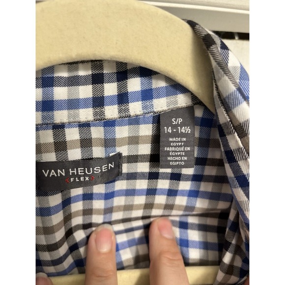 2 Mens Sz Small CHECKERED Long Sleeve Button Shirts Express Van Heusen Fitted - Picture 4 of 10